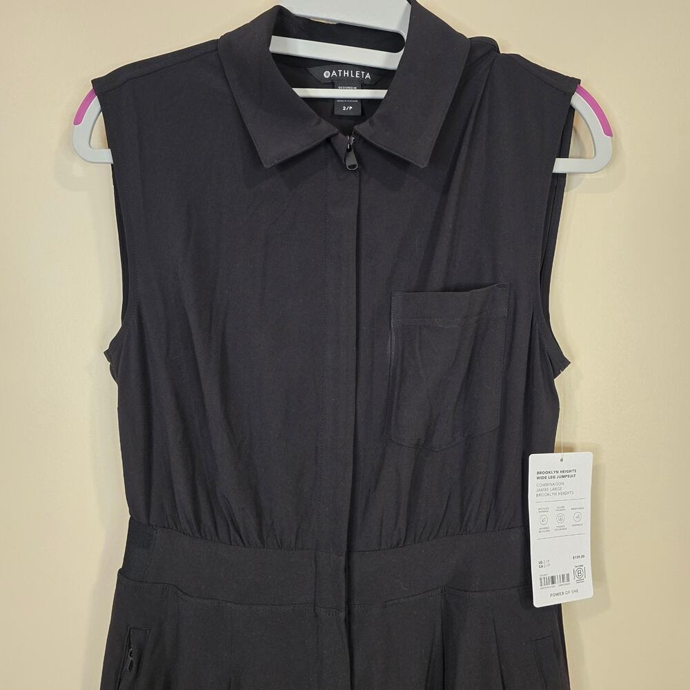 NEW NWT Women's Athleta Brooklyn Heights Wide Leg Jumpsuit Black | Size 2 Petite - Picture 4 of 13